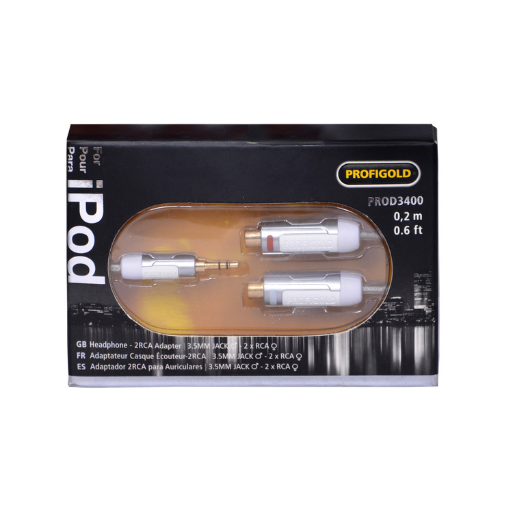 کابل تبدیل 1 به 2 جک 3.5 میلی متری به RCA پروفیگلد مدل prod3400 طول 0.2 متر