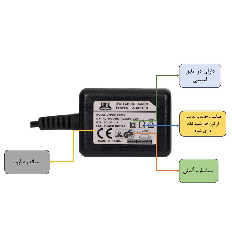 آداپتور 5 ولت 1 آمپر جیمی مدل gfp05 کد rah2