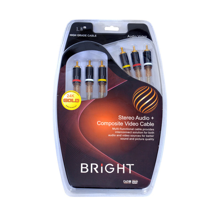 کابل 3 به 3 RCA برایت مدل K3B3 طول 1.80 متر