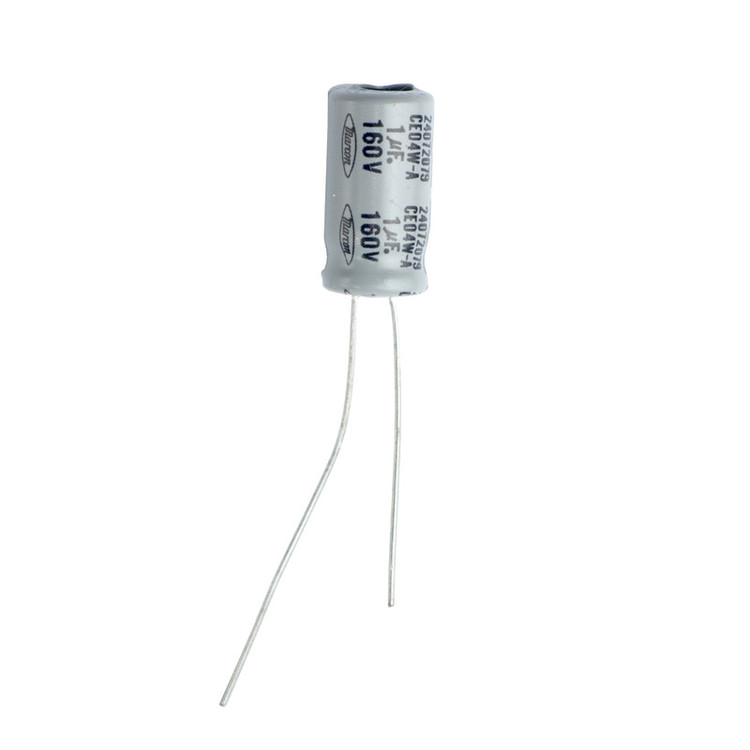 خازن 160 ولت 1میکروفاراد مدل CE04W-A بسته 50 عددی